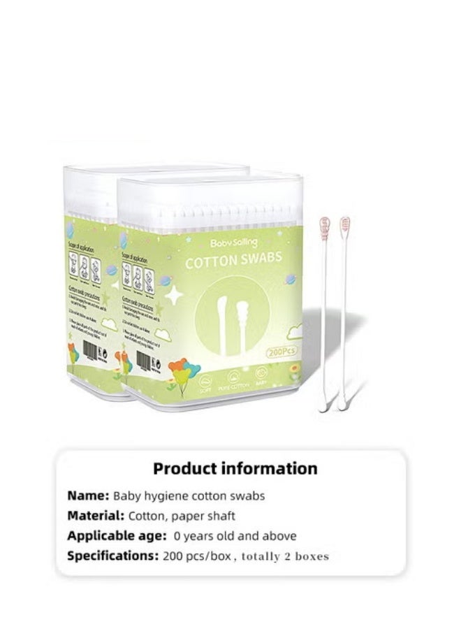 DOOKOO 400PCS Baby Cotton Swabs,  Double-headed Ear Spoon, Baby Cotton Buds, Baby Cotton Safe Swabs for Delicate Baby Ear Nose, 100% Pure Organic Cotton,100% Biodegradable Chlorine Free u0026 Hypoallergenic - Image 1