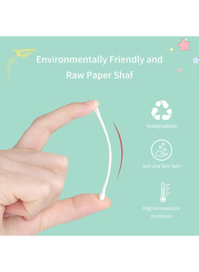 DOOKOO 400PCS Baby Cotton Swabs,  Double-headed Ear Spoon, Baby Cotton Buds, Baby Cotton Safe Swabs for Delicate Baby Ear Nose, 100% Pure Organic Cotton,100% Biodegradable Chlorine Free u0026 Hypoallergenic - Image 5