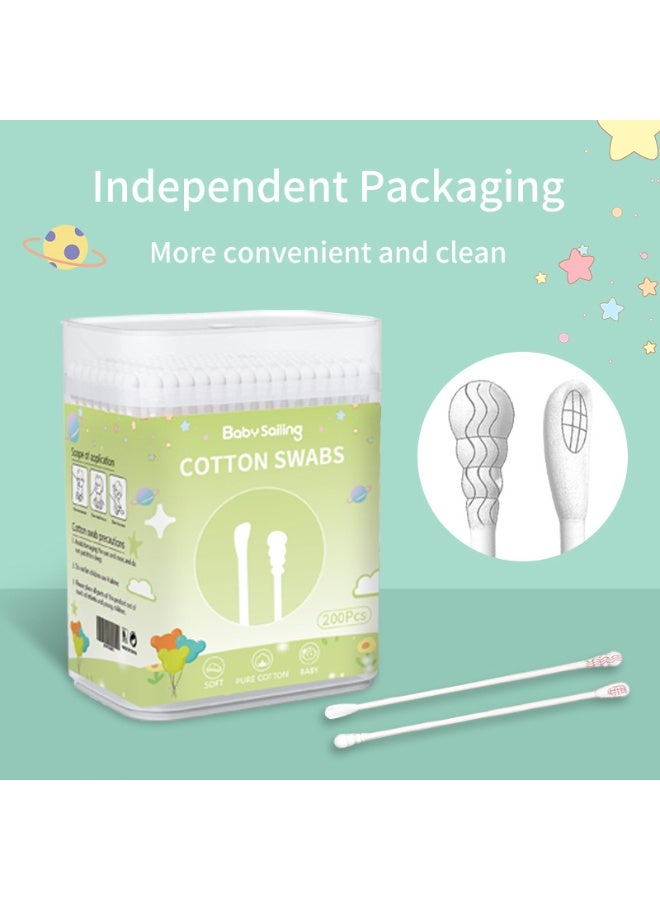 DOOKOO 400PCS Baby Cotton Swabs,  Double-headed Ear Spoon, Baby Cotton Buds, Baby Cotton Safe Swabs for Delicate Baby Ear Nose, 100% Pure Organic Cotton,100% Biodegradable Chlorine Free u0026 Hypoallergenic - Image 4
