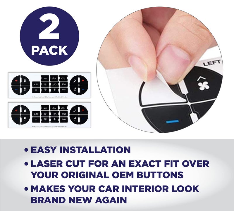 EcoAuto AC Dash Button Repair Kit for Select GM Vehicles - Fix Ruined Faded A/C Controls Premium Design & Made in USA (Pack of 2) - Image 2