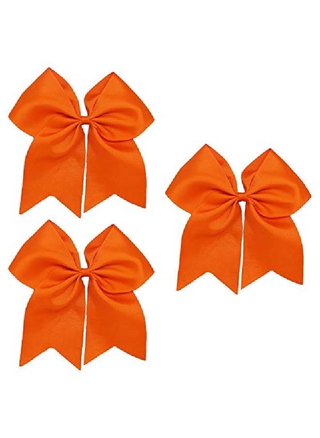 Kenz Laurenz Cheer Bows Orange Cheerleading Softball Gifts For Girls And Women Team Bow With Ponytail Holder Complete Your Cheerleader Outfit Uniform Strong Hair Ties Bands Elastics (1)  - Image 2