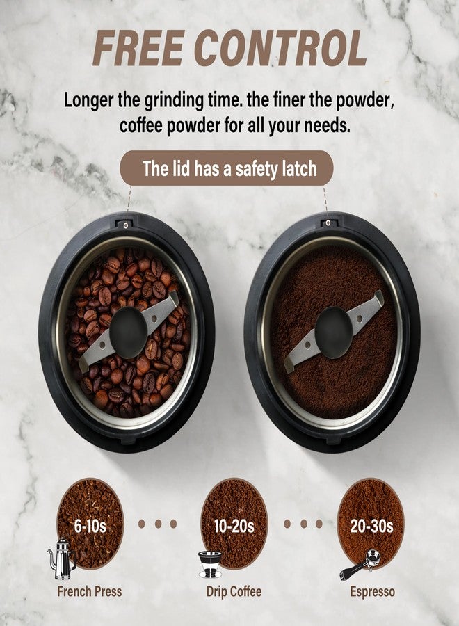 Simple Deluxe Coffee Grinders for House Use, Spice Grinder, Coffee Bean Grinder, Herb Grinder, High-Speed Motor, One-Touch Operation, Overheating Protection, Internal Stainless Steel - Image 5