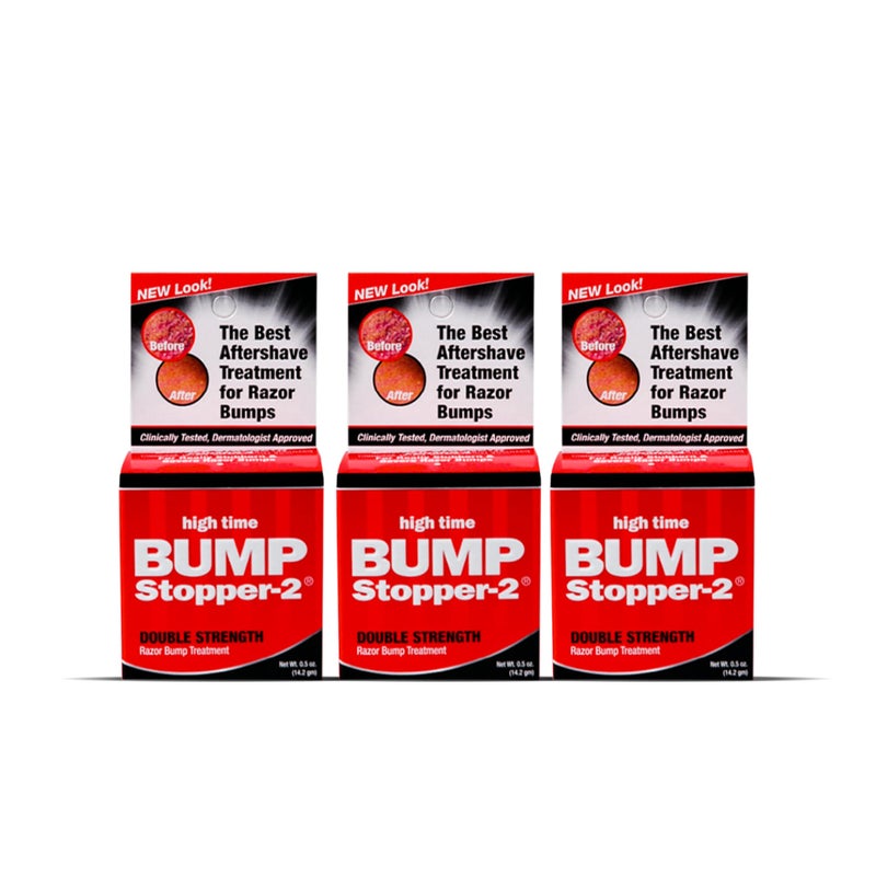 High Time Bump Stopper 2 Double Strength Razor Bump Treatment | Formulated to Relieve Razor Burn | Eliminates Ingrown Hairs | Aftershave For Men - 0.5 OZ (3 Pack) - Image 1