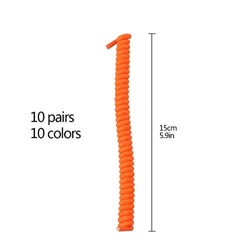 Pveath 10 Pairs Curly No Tie Shoelaces Anti-fall Elastic Spring Shoe Laces No Tie Trainer Kids Shoe Laces Colours for Childs and Adults Suitable in Sports Flat Shoelace 10 Colors - Image 5
