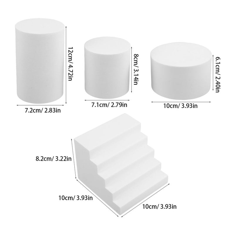 Nuobesty Photography Background Props Foam Cylinders Polystyrene Rods 4pcs Set For Photoshoot Space White Geometric Modeling Craft Blocks Photo Posing - Image 3