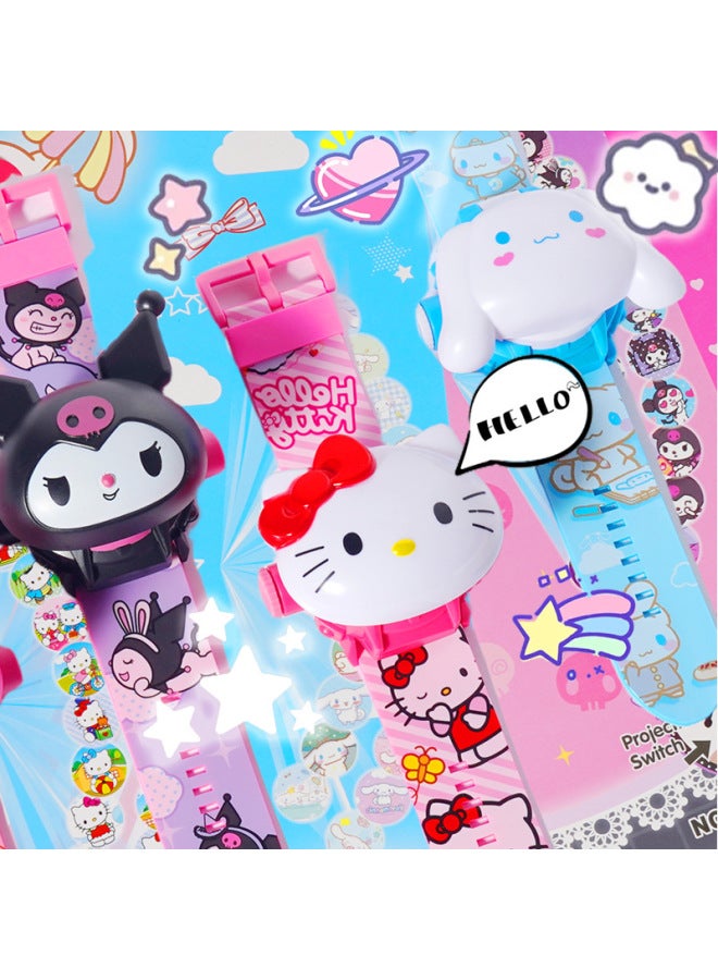 Sanrio 24 Figure Projection Doll Mask With Flip Electronic Watch Kulomi Star Dailu Meruti Gui Dog-Color:[Flagship Quality] Yugui Dog - Image 2