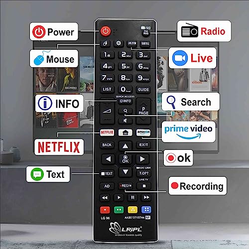LRIPL Compaitble LG Smart Tv Remote Control for LED LCD UHD Smart Android Plasma TV AKB73715744- AKB75095303 Replacement Remote of Original LG Tv Remote-Universal Remote Control for LG Smart TV Black - Image 2
