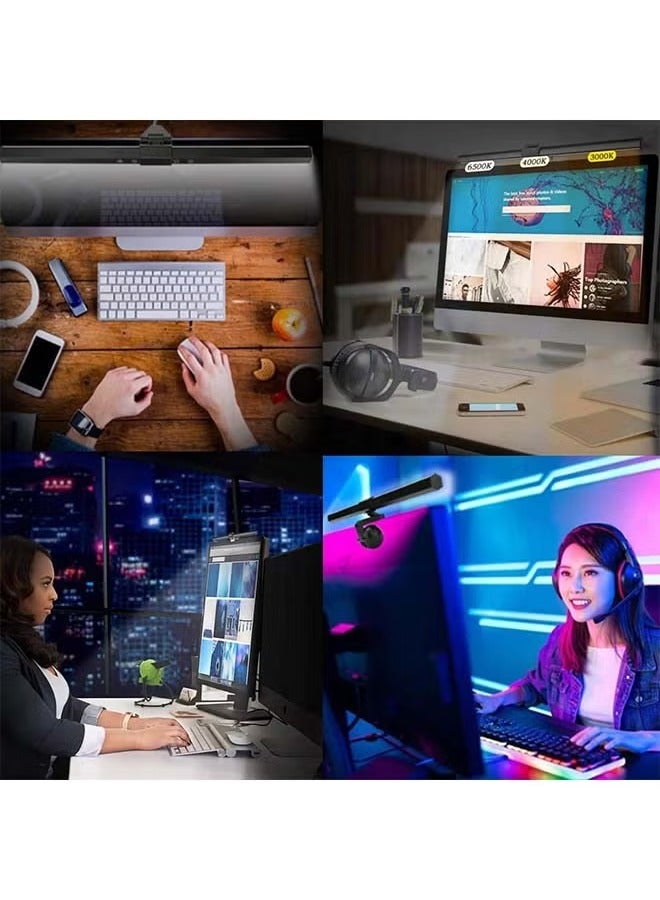 إضاءة شاشة كمبيوتر مع إضاءة محيطة متغيرة الألوان RGB 3، إضاءة شاشة بدون وهج، مصابيح مكتب قراءة إلكترونية LED تعمل باللمس للمكتب/المنزل/المكتب/المكتب 450 × 24 مم - Image 2