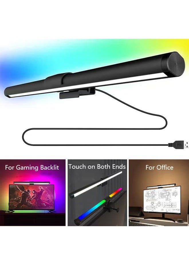 إضاءة شاشة كمبيوتر مع إضاءة محيطة متغيرة الألوان RGB 3، إضاءة شاشة بدون وهج، مصابيح مكتب قراءة إلكترونية LED تعمل باللمس للمكتب/المنزل/المكتب/المكتب 450 × 24 مم - Image 1