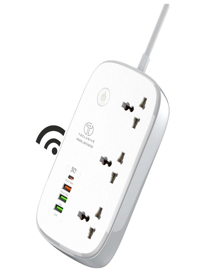 T Teclusive Smart Power Strip WiFi Extension Board with Type C USB Ports | 2500w 3 Power Sockets with 30w USB C PD QC Fast Charging | 100V-250V Surge | App Control with Timer | Alexa Supported - Image 1