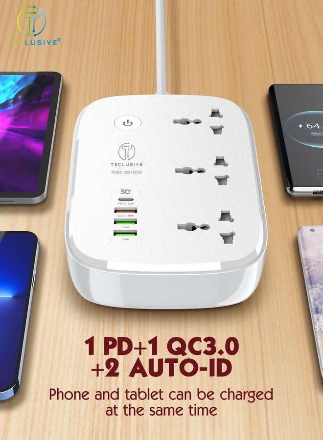 T Teclusive Smart Power Strip WiFi Extension Board with Type C USB Ports | 2500w 3 Power Sockets with 30w USB C PD QC Fast Charging | 100V-250V Surge | App Control with Timer | Alexa Supported - Image 3