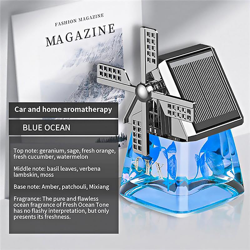 RATAVA Solar Rotating Car Air Freshener Interior Dashboard Decoration Diffuser with Solar Rotating Creative Car Perfume Decoration 1Pc (blue, Franrance), solid - Image 2