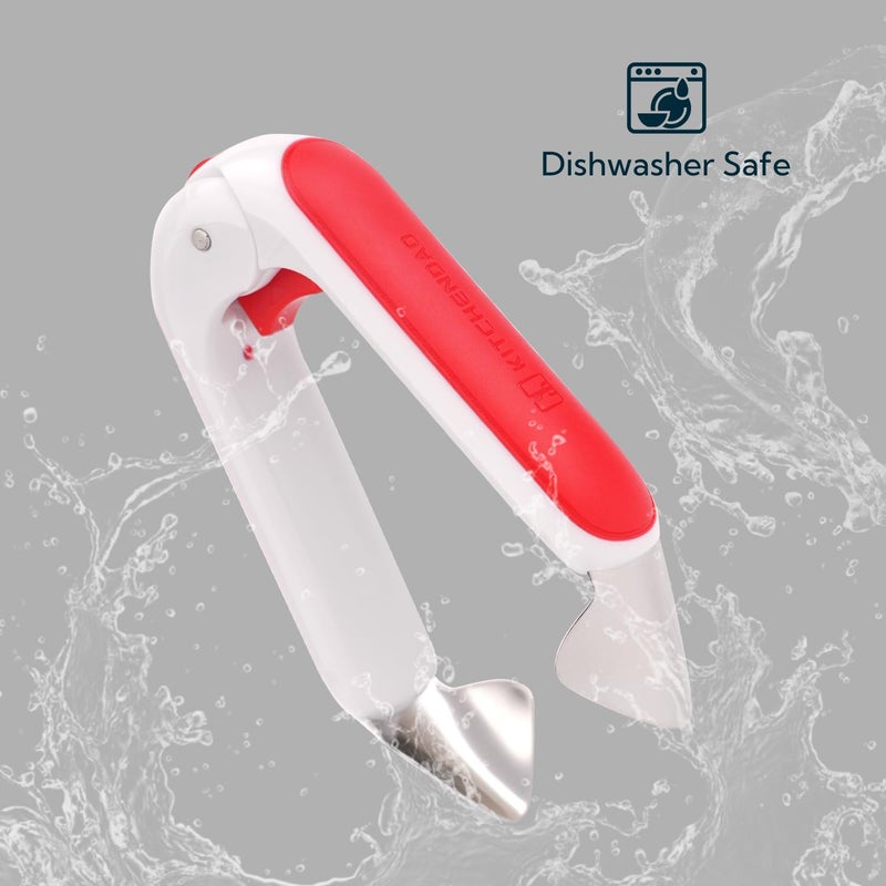 KITCHENDAO Strawberry Huller Corer Stem Remover with Safety Lock, Non-Slip Soft-touch Handle, Sharp Blades, Dishwasher Safe - Image 5