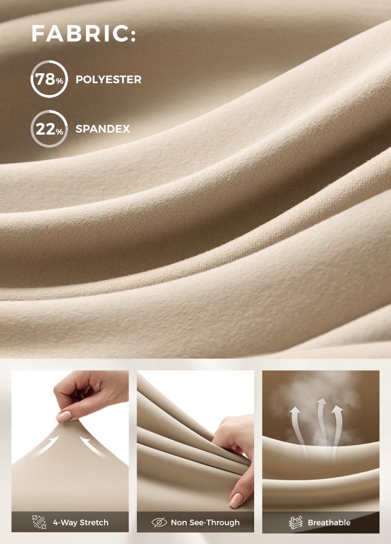 Willit Women's Yoga Capris Pants High Waist Leggings Crop Straight Leg Athletic Exercise Workout Capris 21" Khaki XL - Image 5