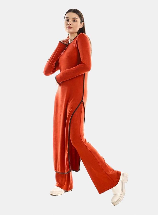 kady Jamila Women Set Of Side Slit Cotton Top & Comfy Pants ,Havan-XXL - Image 2