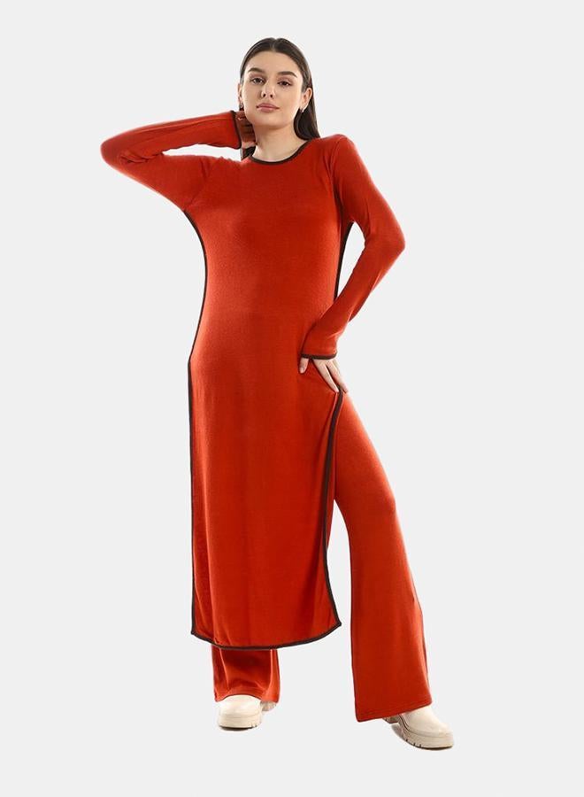 kady Jamila Women Set Of Side Slit Cotton Top & Comfy Pants ,Havan-XXL - Image 1