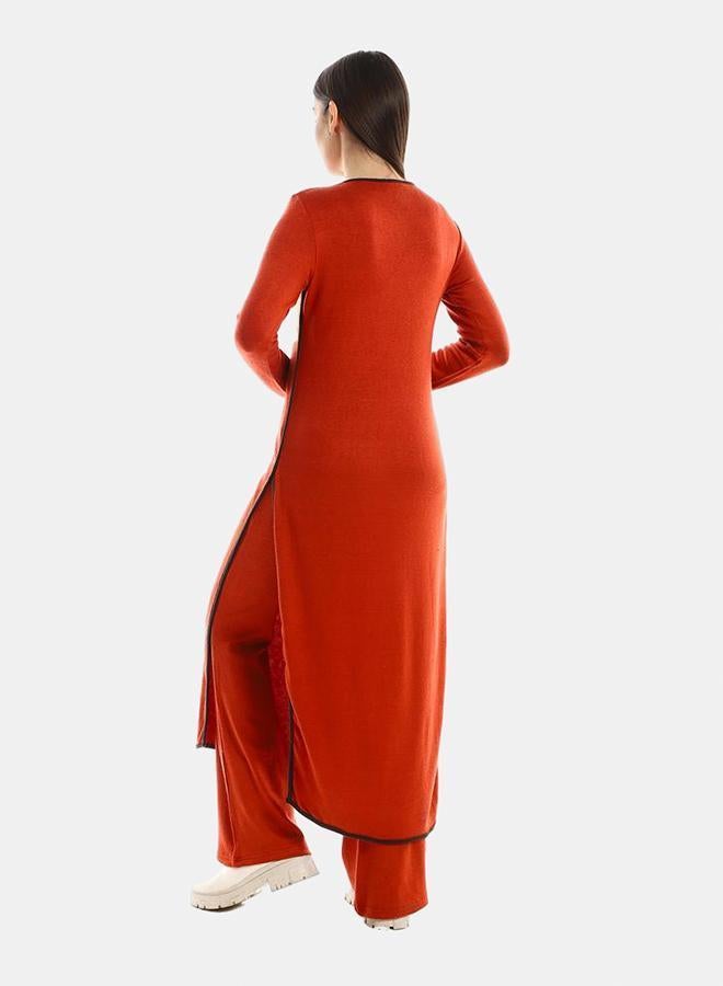 kady Jamila Women Set Of Side Slit Cotton Top & Comfy Pants ,Havan-XXL - Image 3