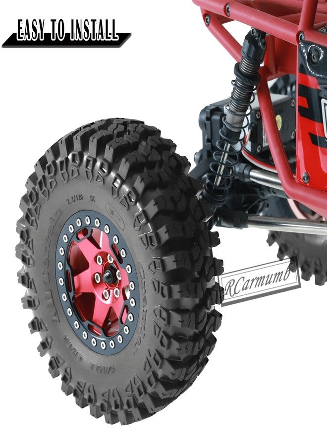 Rcarmumb 2.2 Inch Beadlock Wheel Rim & Wheel Tires for SCX10 Capra/AMG 6x6/TRX4/Red cat Gen8 Red cat Everest Gen7 Pro RC Scale Crawler Truck,Tires Tyres w/Aluminium Wheels Rim,Red - Image 3