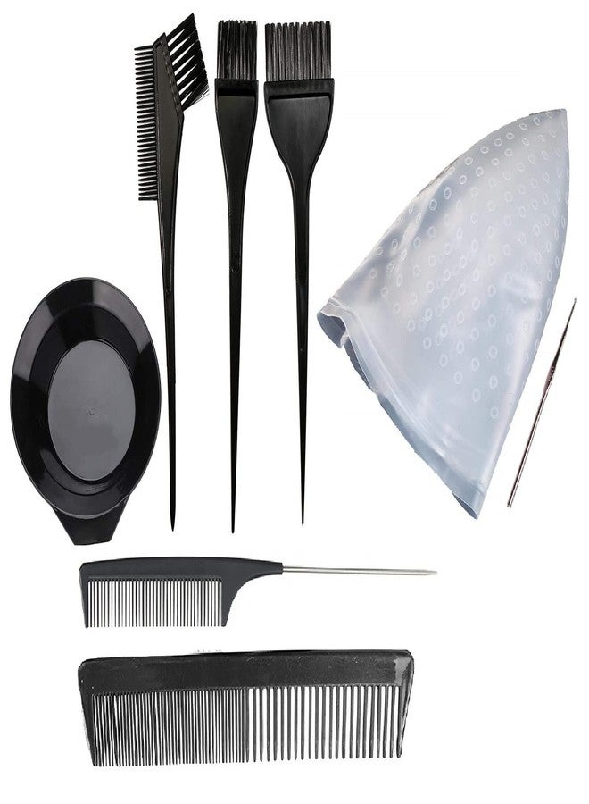 E-DUNIA Reusable Plastic Brush and Bowl, Two-Piece Dye Color Mixing Set Men's and Women's Hair Dye Set Highlting Cap with Hook and Colouring Kit for Salon and Home Usage - Image 1