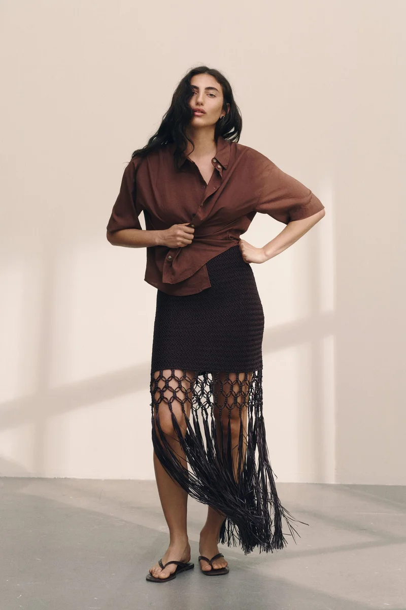 اتش اند ام Linen-blend shirt