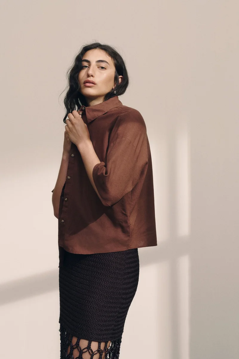 اتش اند ام Linen-blend shirt