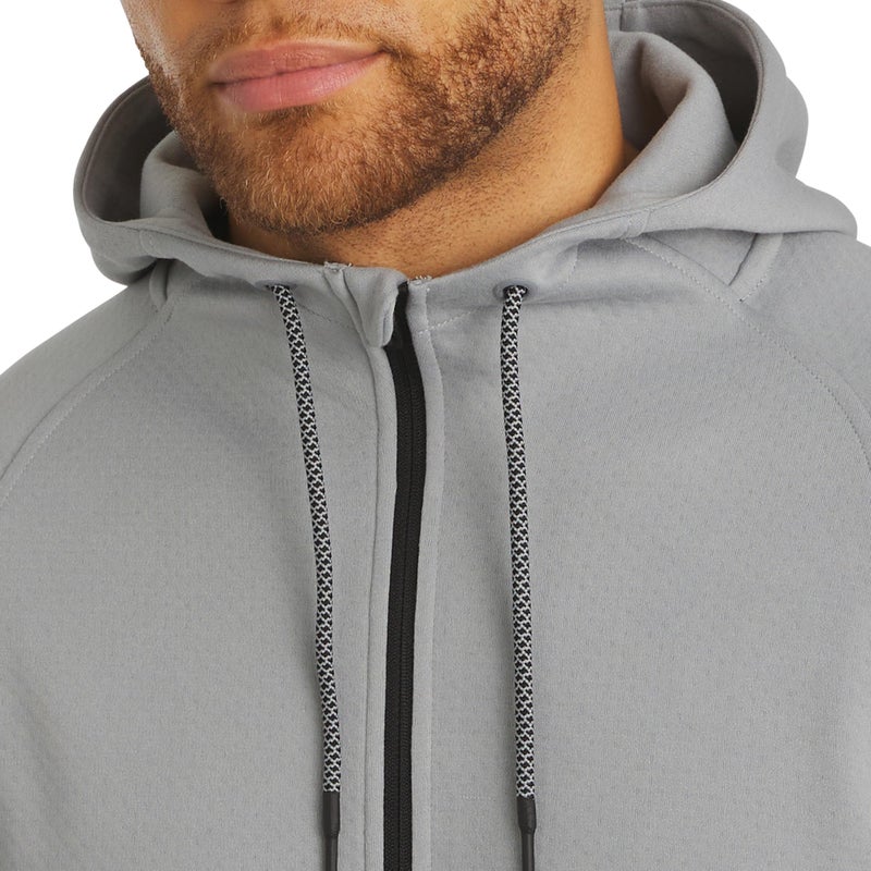 Motion Men's Regular Fit Active High Performance Heavyweight Jacquard Mesh Full Zip Hoodie, Quarry, Medium - Image 2