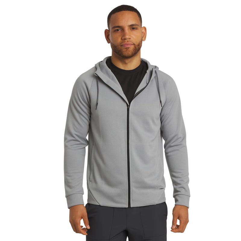 Motion Men's Regular Fit Active High Performance Heavyweight Jacquard Mesh Full Zip Hoodie, Quarry, Medium - Image 1