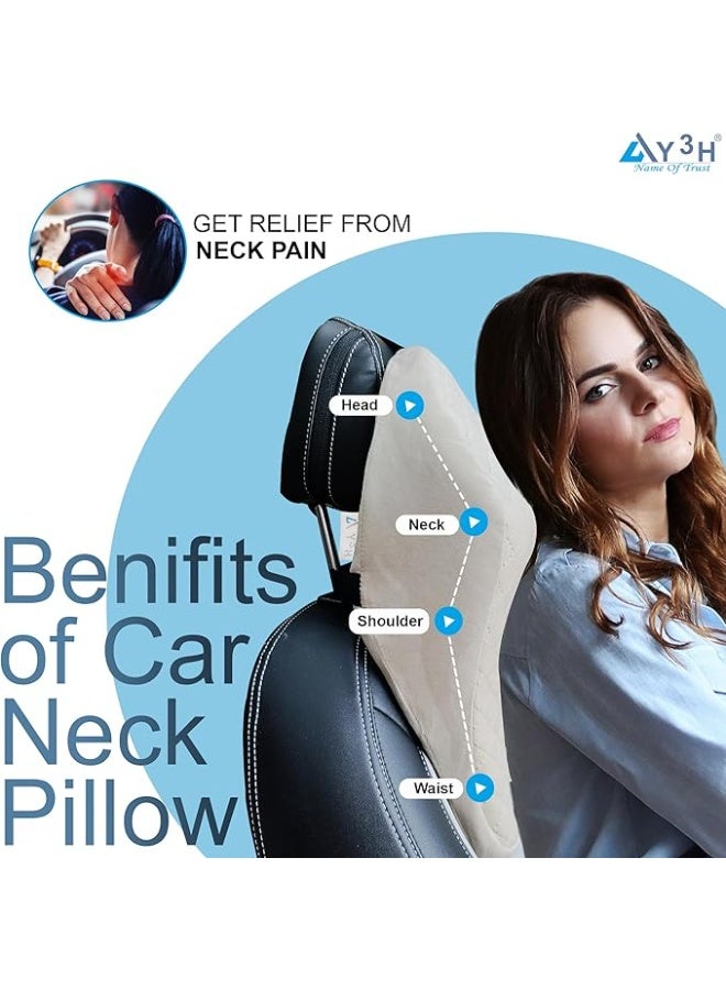 Car Neck Headrest Support Pillow, Premium Seat Neckrest Cushion for Pain Relief - Black - Image 4