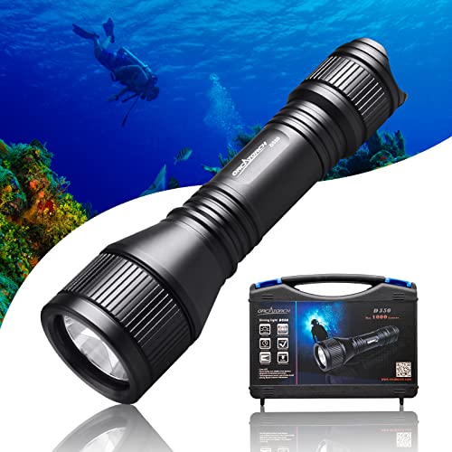 ORCATORCH D550 Scuba Dive Light - 1000 Lumens Underwater Flashlight with 3 Modes, IP68 Waterproof Submersible Torch with Wrist Strap for Hands-Free Diving - Image 1