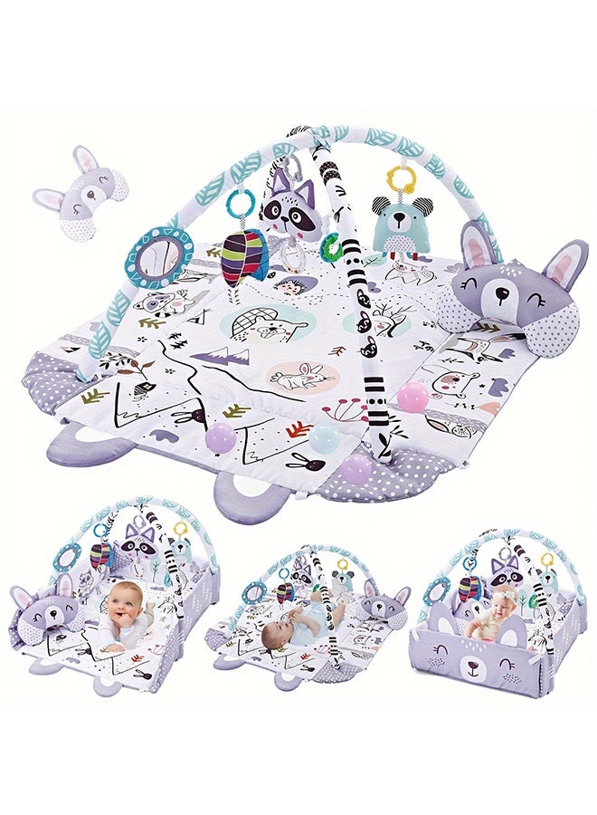 Beauenty Baby Gym Play Mat, 7-in-1 Tummy Time Mat & Ball Pit with 6 Toys, Washable Baby Activity Play Mat for Visual, Hearing, Sensory, Motor Development, Baby Toys Gift for Toddler Infant 0-12 Months - Image 1
