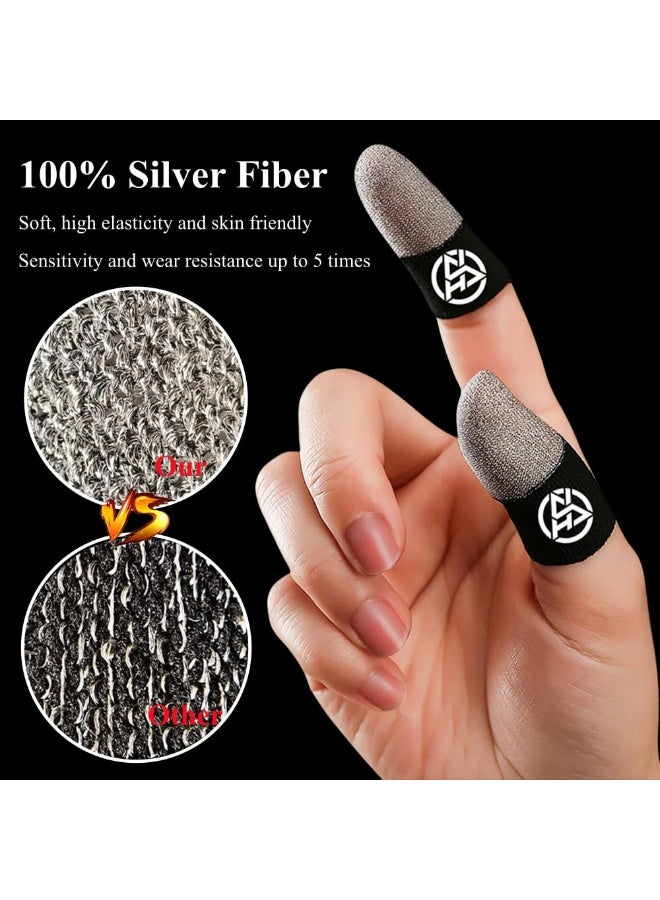 5 Pair Finger Sleeves  For Gaming Thumb Finger Sleeves Pro Gaming Finger Gloves: 0.3mm Silver Fiber, Ultra-Thin, Anti-Sweat  Breathable Thumb Cover Gloves for PUBG/Fortnite/COD - Fits All Mobile Pho - Image 5