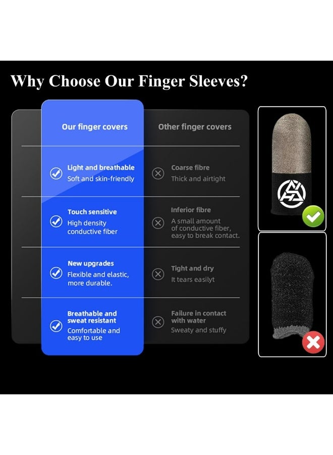 5 Pair Finger Sleeves  For Gaming Thumb Finger Sleeves Pro Gaming Finger Gloves: 0.3mm Silver Fiber, Ultra-Thin, Anti-Sweat  Breathable Thumb Cover Gloves for PUBG/Fortnite/COD - Fits All Mobile Pho - Image 3