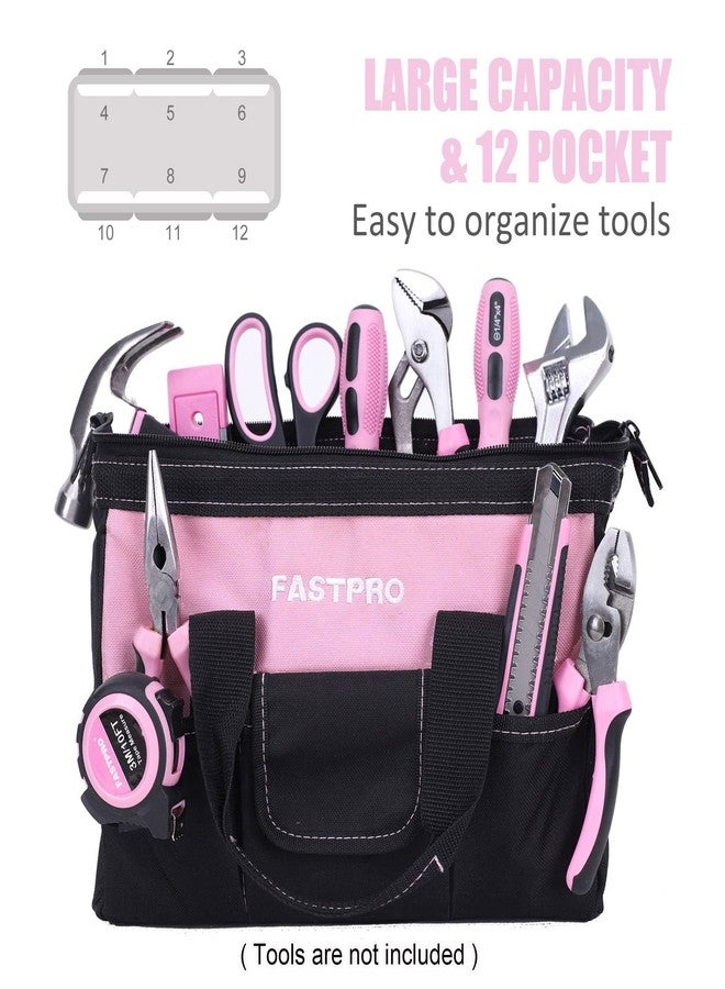 FASTPRO 12-Inch Pink Tool Bag,Zip-top Wide Mouth Open Storage, 600D Polyester Fabric Material for Quality Endurance - Image 4