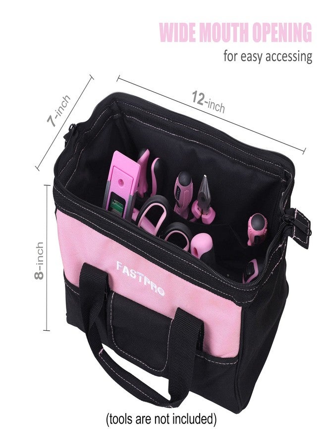 FASTPRO 12-Inch Pink Tool Bag,Zip-top Wide Mouth Open Storage, 600D Polyester Fabric Material for Quality Endurance - Image 5