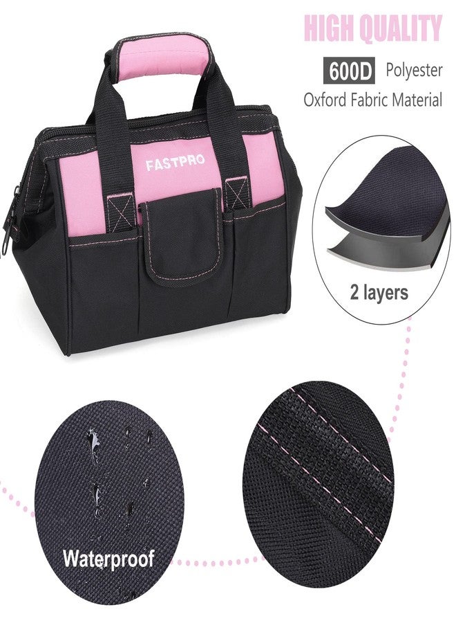 FASTPRO 12-Inch Pink Tool Bag,Zip-top Wide Mouth Open Storage, 600D Polyester Fabric Material for Quality Endurance - Image 2