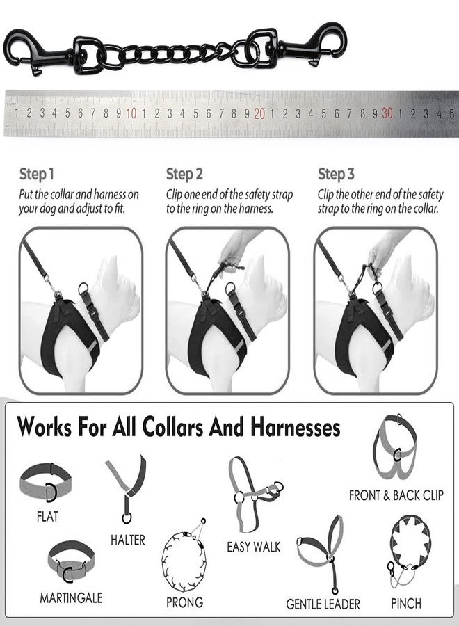 DEYACE Metal Dog Collar Safety Clip, 2 Pack Heavy-Duty Backup for Prong Collar, Dog Harness Collar Connector 8inch/10inch (10-Inches, Black) - Image 2