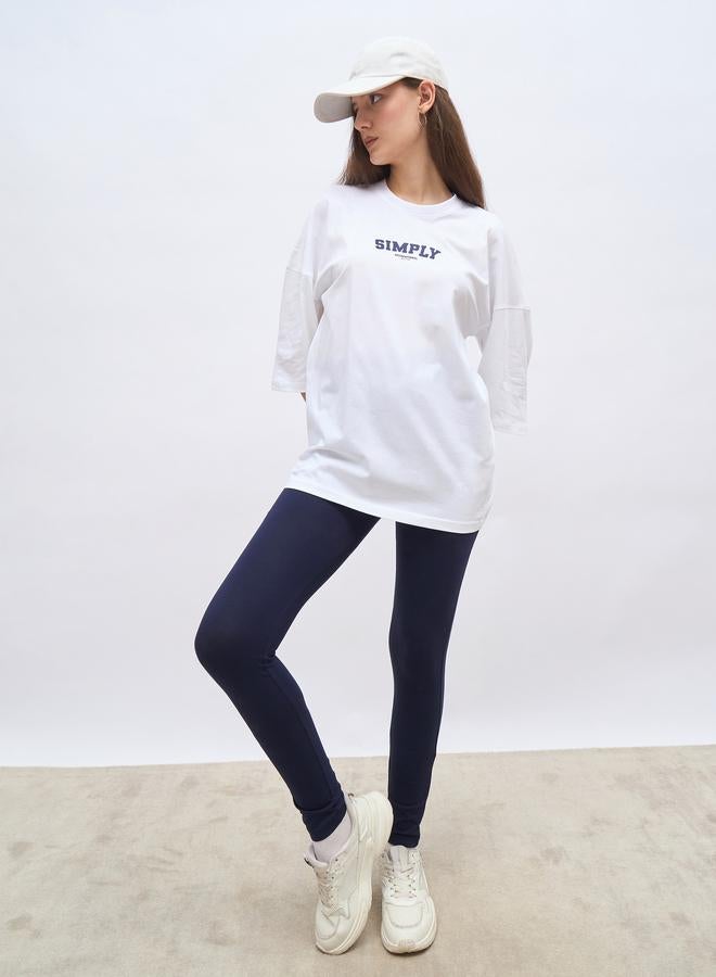 Styli Oversized T-Shirt and Badge Print Leggings Set - Image 1