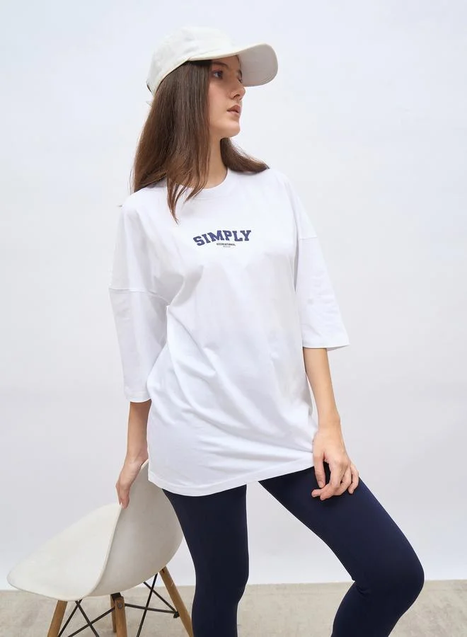 Styli Styli Oversized T-Shirt and Badge Print Leggings Set