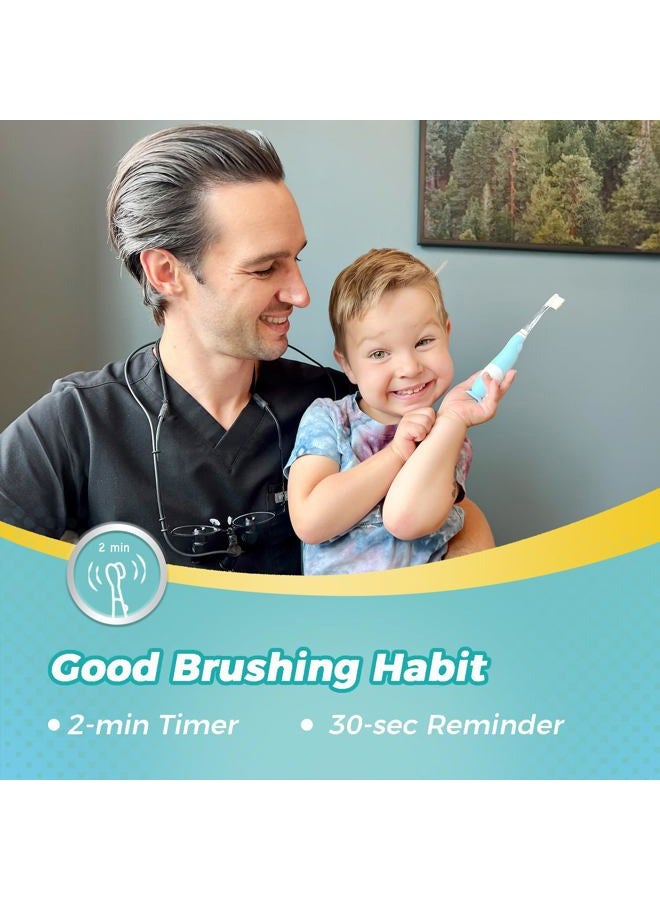 Papablic Toddler Sonic Electric Toothbrush Kids for Ages 1-3 Years, Baby Electric Toothbrush with Cute Dino Cover and Smart LED Timer, 2 Brush Heads (Debby) - Image 5