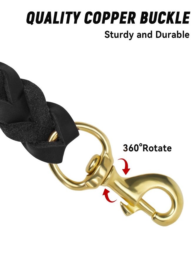 Joytale Leather Dog Leash, Strong Heavy Duty Genuine Cowhide with Brass Hook, Soft and Comfortable Leather Training Leash for Large Medium Small Dogs（Black, 4ft×3/4''） - Image 4