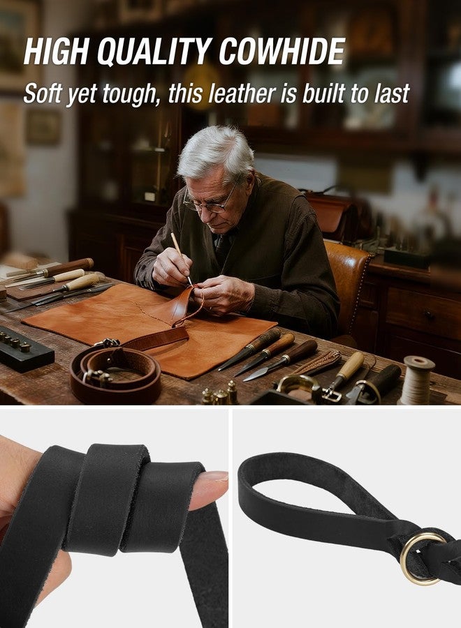 Joytale Leather Dog Leash, Strong Heavy Duty Genuine Cowhide with Brass Hook, Soft and Comfortable Leather Training Leash for Large Medium Small Dogs（Black, 4ft×3/4''） - Image 2