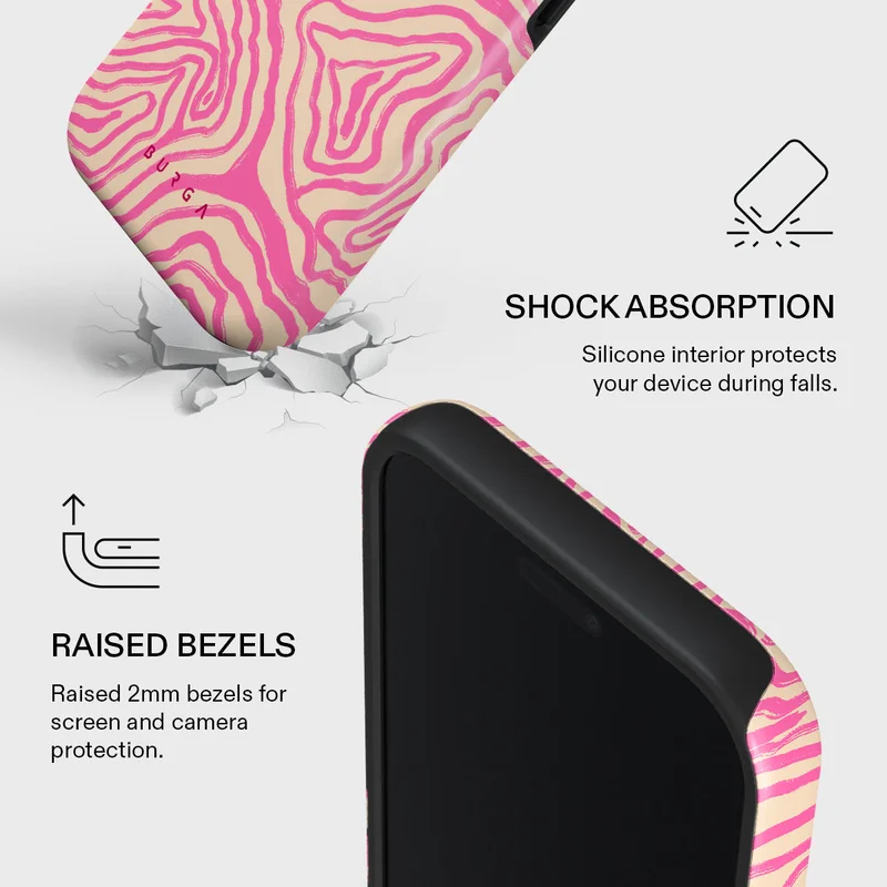 بورجا جراب iPhone 17 Pro Max Pink Shores Premium متوافق مع غلاف صلب مزدوج الطبقات هجين + حماية من السيليكون - غطاء محمول مقاوم للخدش والصدمات