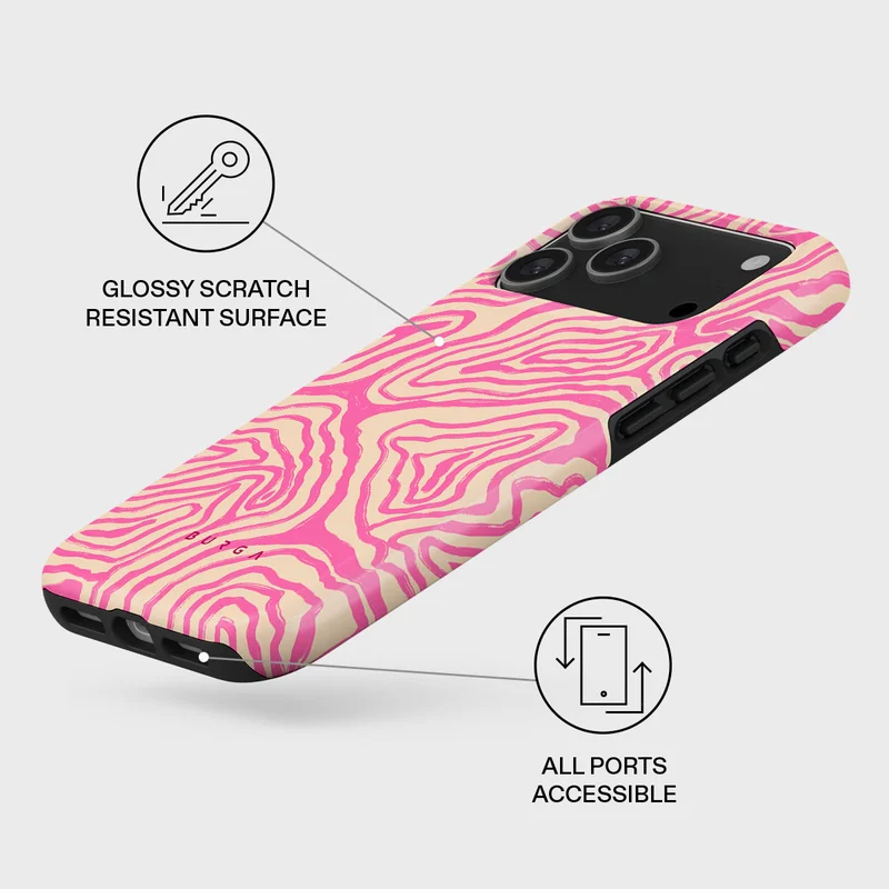 بورجا جراب iPhone 17 Pro Max Pink Shores Premium متوافق مع غلاف صلب مزدوج الطبقات هجين + حماية من السيليكون - غطاء محمول مقاوم للخدش والصدمات