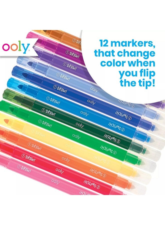 أولي مجموعة من ١٢ قلم تلوين متغير اللون من أولي، أقلام تلوين ثنائية الطرف للأطفال، أقلام تلوين ثنائية الطرف بطرف مشطوف، أقلام تلوين متغيرة اللون للوازم الفنية، مجموعات الرسم والقرطاسية - Image 2