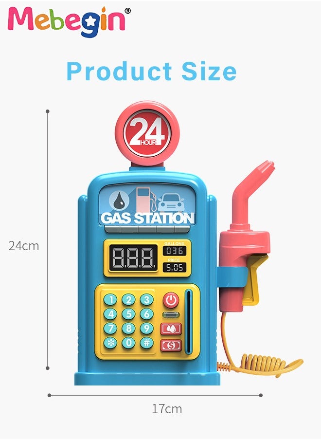 MEBEGIN - Gas Station Set with 2 Cars and Multi Tools, Petrol Station Learning Toy with 10 Children's Songs and Lights, Funny Play House Toys, Early Education Toys, Ideal Gift for Kids, 3 AA Batteries Required(Not Included), 17*24cm - Image 1
