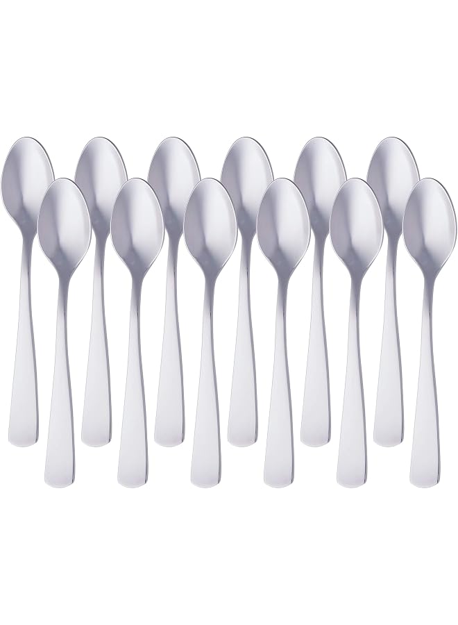 S-TOP Stainless Steel Coffee Spoon with Square Edge, 14.2 cm, Pack of 12, Silver - Image 1