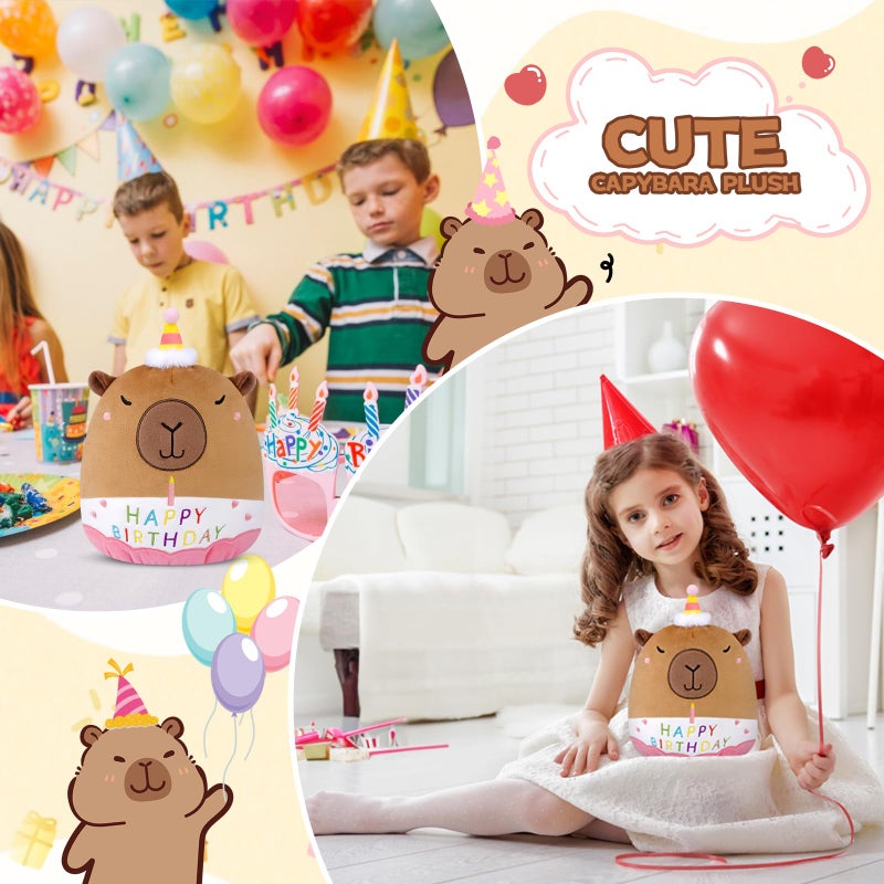 Prewplam Capybara Plush - 8inch Birthday Stuffed Animal Capybara Plush Pillows Toys, Birthday Gifts Party Decoration for Kids Girls & Boys - Image 3