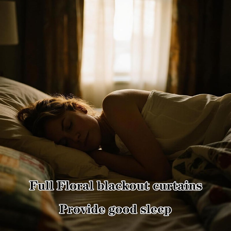 BFAM Floral Print 100% Blackout Curtain with Black Linning at Back,Lavender Purple Floral Print Curtains for Living Room/Bedroom Thermal Insulated Energey Saving 7 Feet Pack of 1 Curtain - Image 5