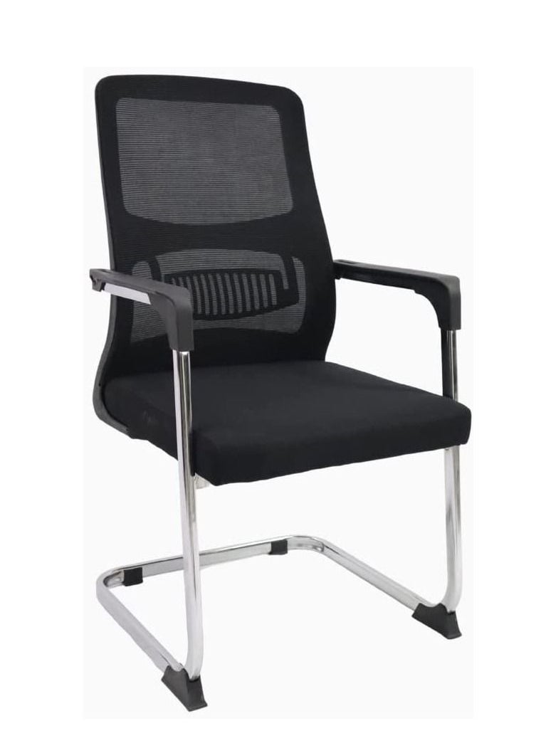 KARNAK Karnak Mesh Guest Chair For Visitors With Mesh Upholstery and Breathable Fabric, Comfortable Mesh Ergonomic Modern Furniture for Visitors Meeting Groups (Black) K-6738  - Image 1
