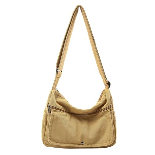 PRAGARI Canvas Messenger Bag for Women Hobo Crossbody Shoulder Bag Vintage Satchel Tote Handbag with Multiple Pockets - Image 1